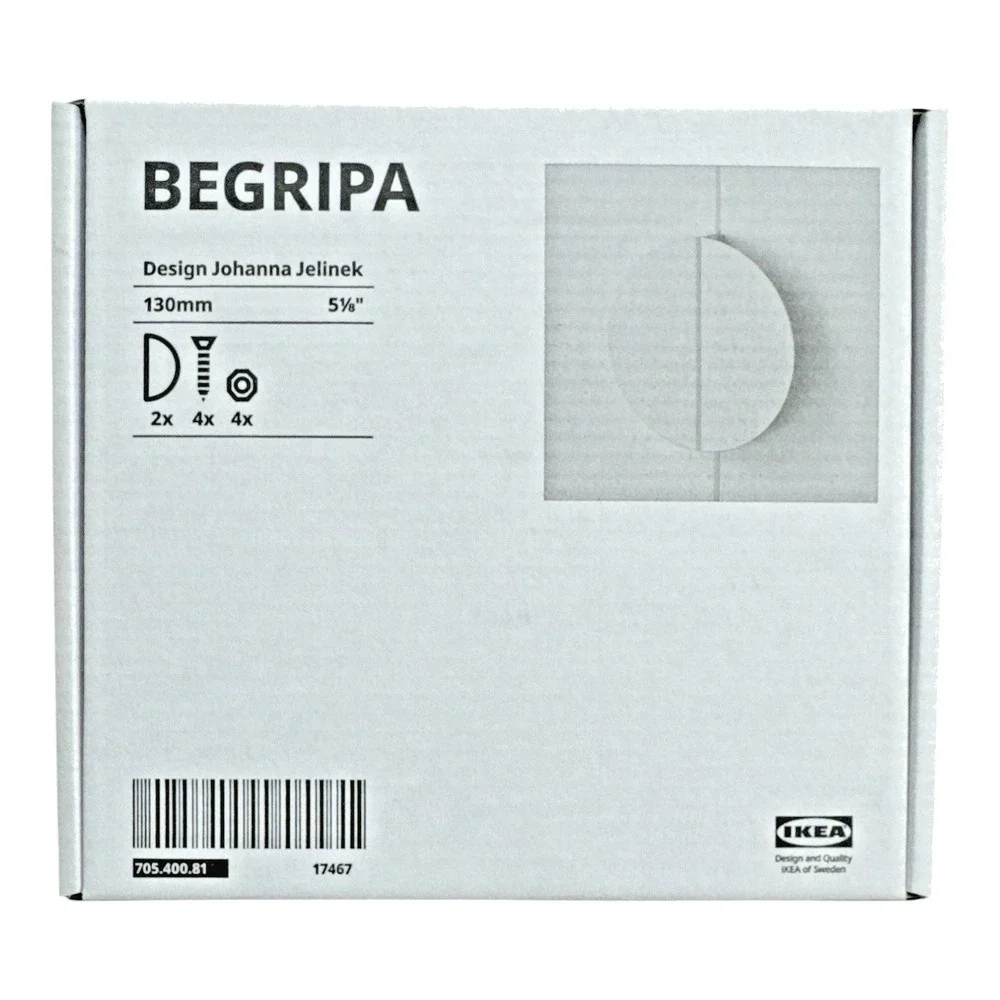 IKEA BEGRIPA White Half Round Cabinet Handle Pull Knob 5 1/8